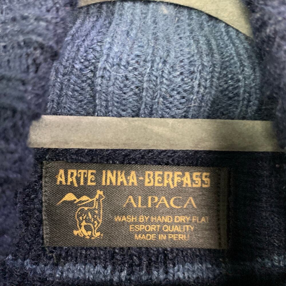 Vinatge Arte Inka‑Berfass Alpaca Quarter Zip Turtleneck Sweater Size M women - Picture 7 of 8